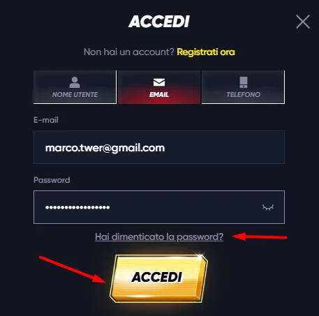 fast log in form